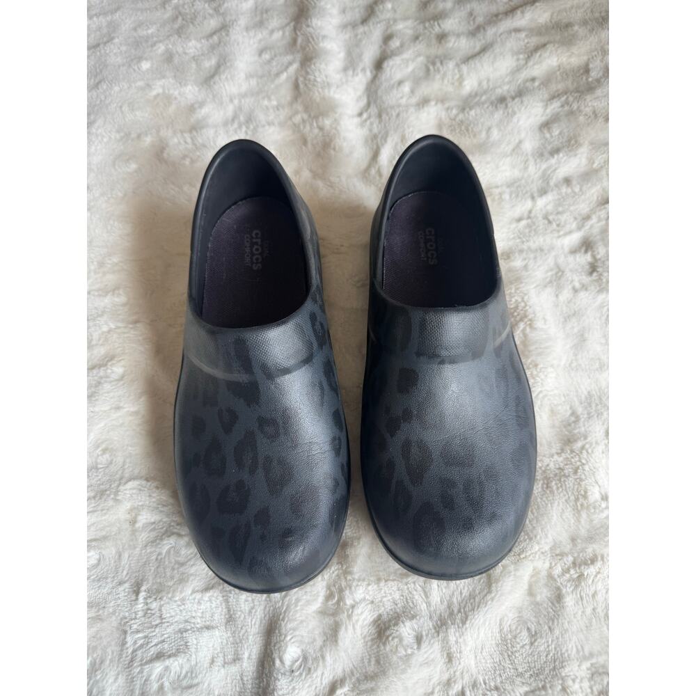 Crocs Neria Pro II Slip Resistant Work Clogs Leopard Womens 7